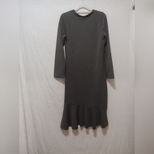 🛍️NWT KaDiYa Elegant Dark Gray Long Sleeve Dress Size Large